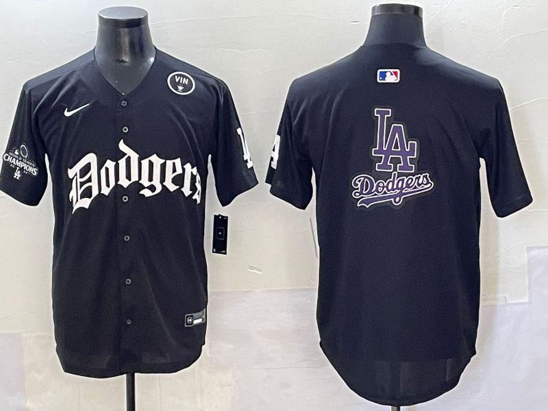 Men 2025 Los Angeles Dodgers Blank Black Seventh generation Joint Name Nike MLB Jersey style 3